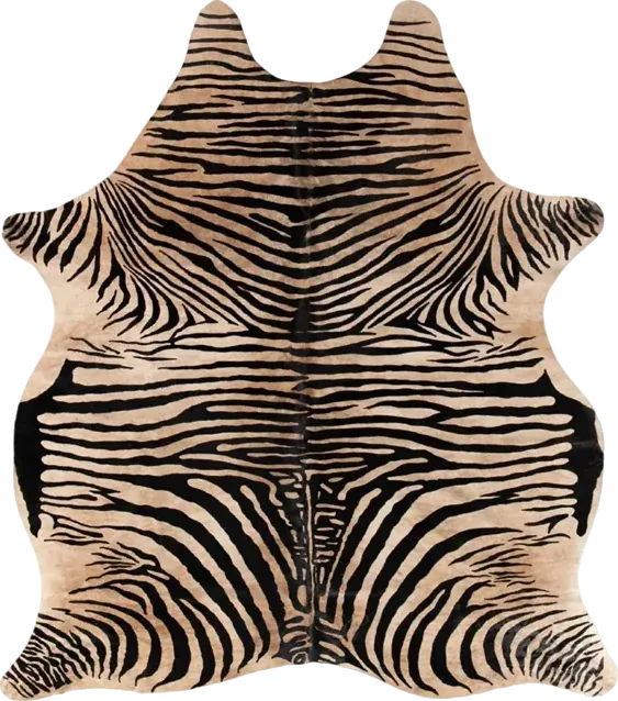 Zebra print hide rug